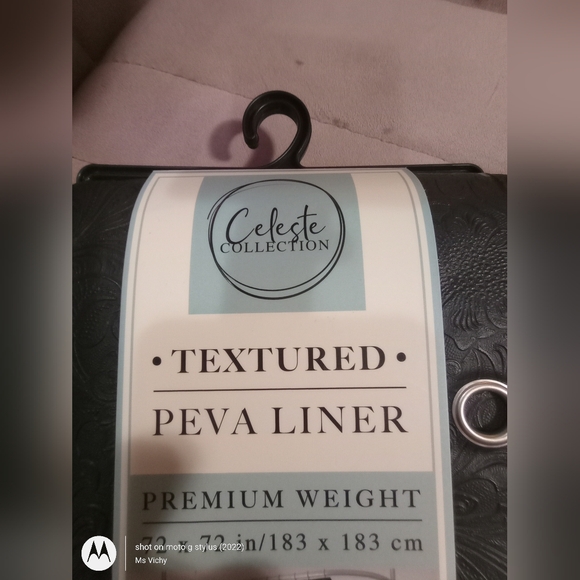 Shower Liner. Celeste Collection. 72x72 in. Black. Textured PEVA Liner. NWT. - Picture 5 of 6